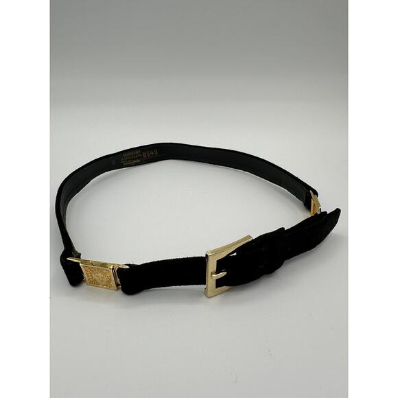 ANNE KLEIN Black Leather Skinny Dress Womens Belt Gold-Tone Link Belt Size S 24 - Picture 8 of 8